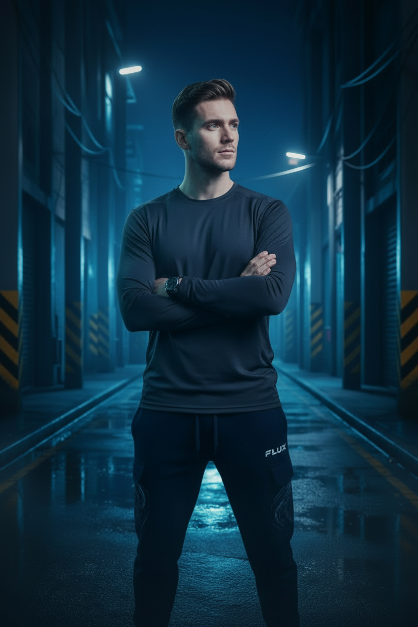 FLX Arena Map jogger, printed with the full neon Crystal Clash arena map down the leg.