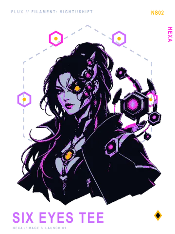 HEXA SIX EYES TEE: back artwork preview