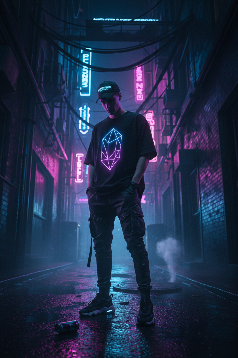 FLX Crystal Tee in black, with the glowing FLUX crystal printed large across the chest.