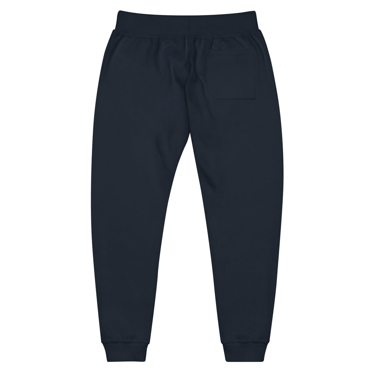 Back view of the FLX HOME Blue Side Fleeced Jogger in Navy Blazer fleece, with a plain back and ribbed cuffs.