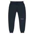 Arena Map Jogger in Navy Blazer cotton-blend fleece, front view with tonal map panels and lower FLUX wordmark.